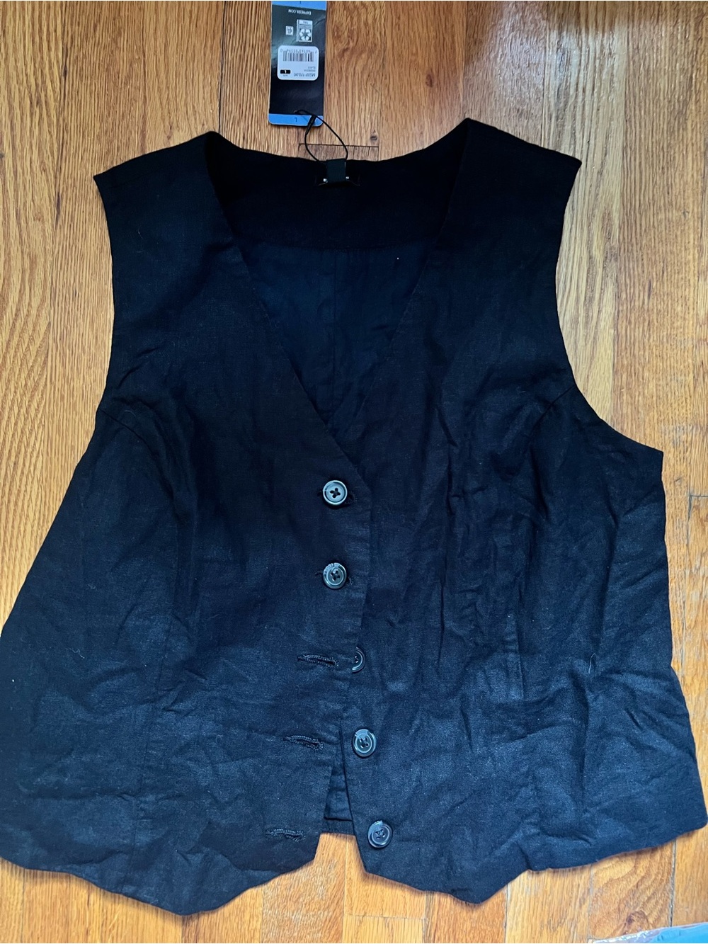 Express Black Sleeveless Button-Front Bodysuit